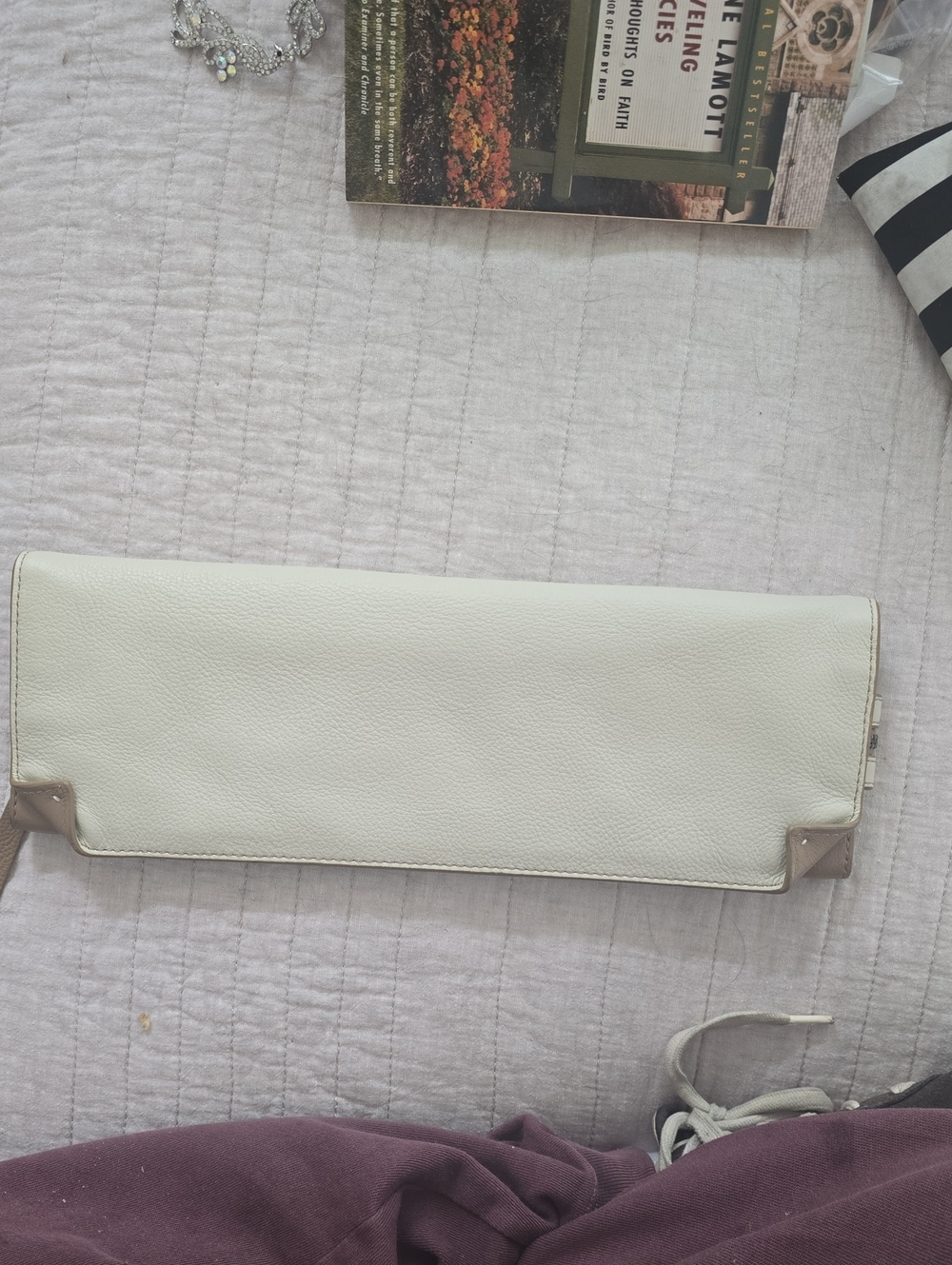 Women’s Cream Leather Clutch